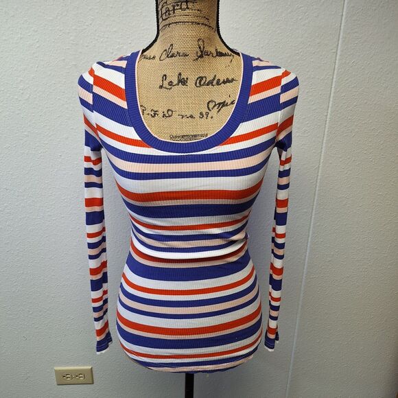 Anthropologie Tops - Anthro Postmark T Shirt Top Long Sleeve Stretch Stripe Multicolor Women's XS
